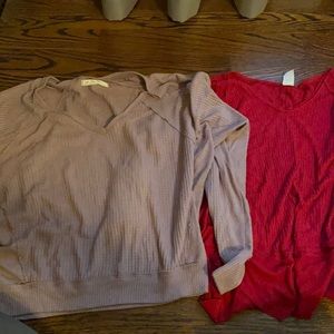 2 free people waffle long sleeve shirts